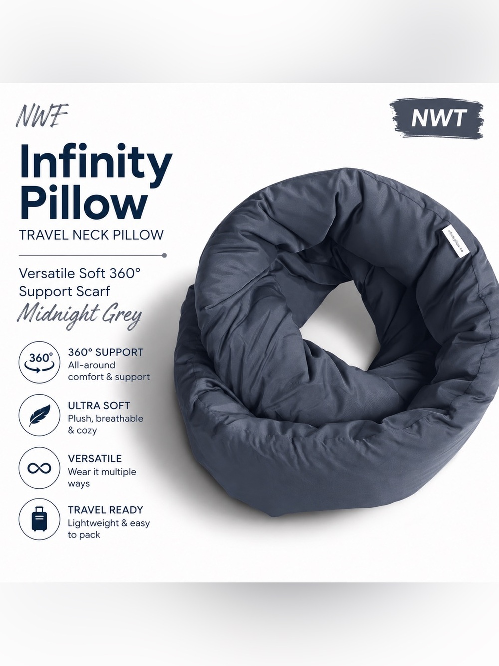 Infinity Pillow Travel Neck Pillow - Midnight Grey